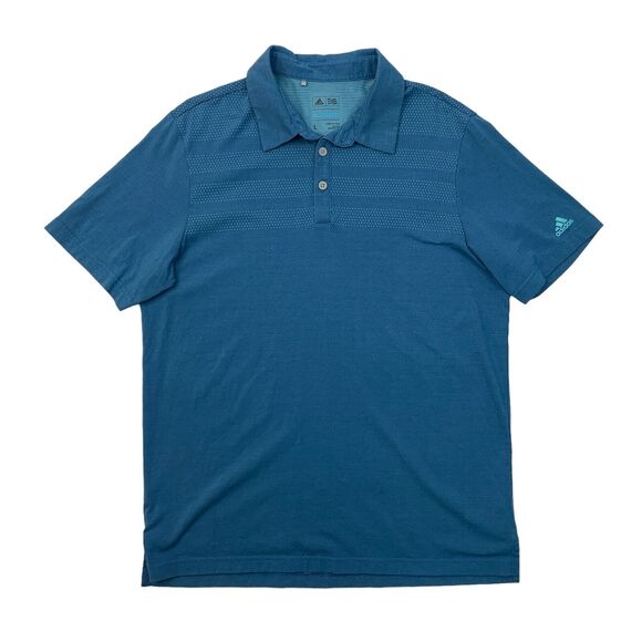 Adidas Polo Shirt Mens L Large Celestial Blue Climacool 3 Stripes Golfing Golf - Picture 1 of 10